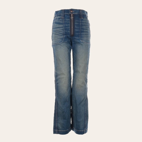 Rivet & Thread Madewell Wide Leg Crop Jeans Size 27 Blue High Rise Patch Pocket - Picture 2 of 11